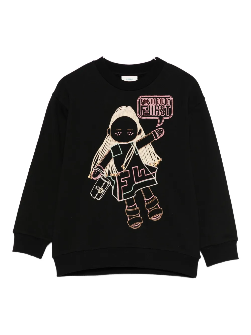 Fendi Doll-print Sweatshirt In Black
