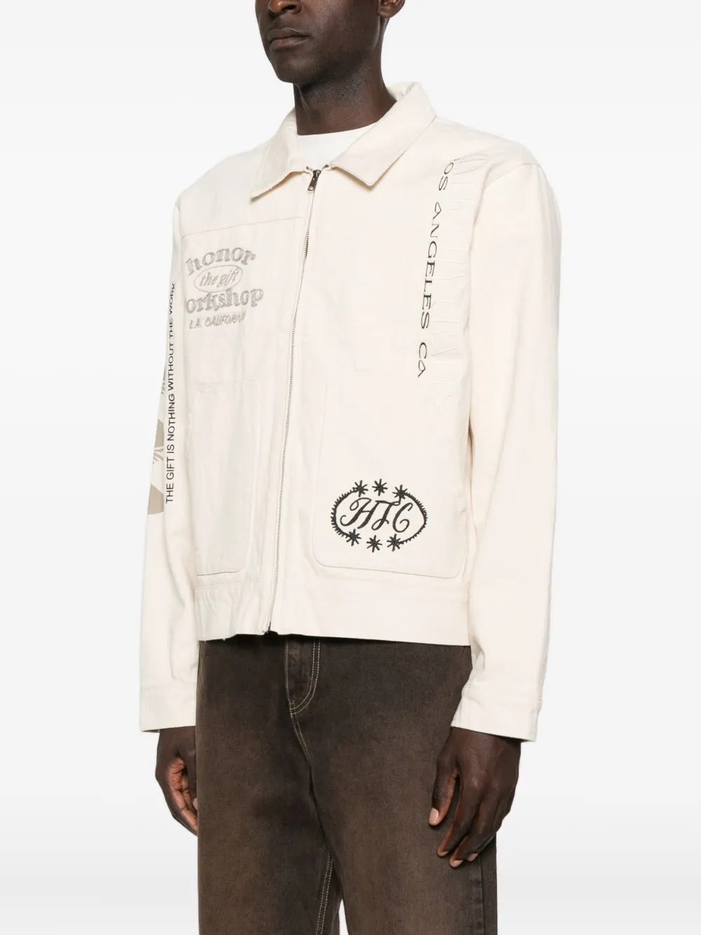 Honor The Gift Zip-up Graphic-print Jacket In Neutral
