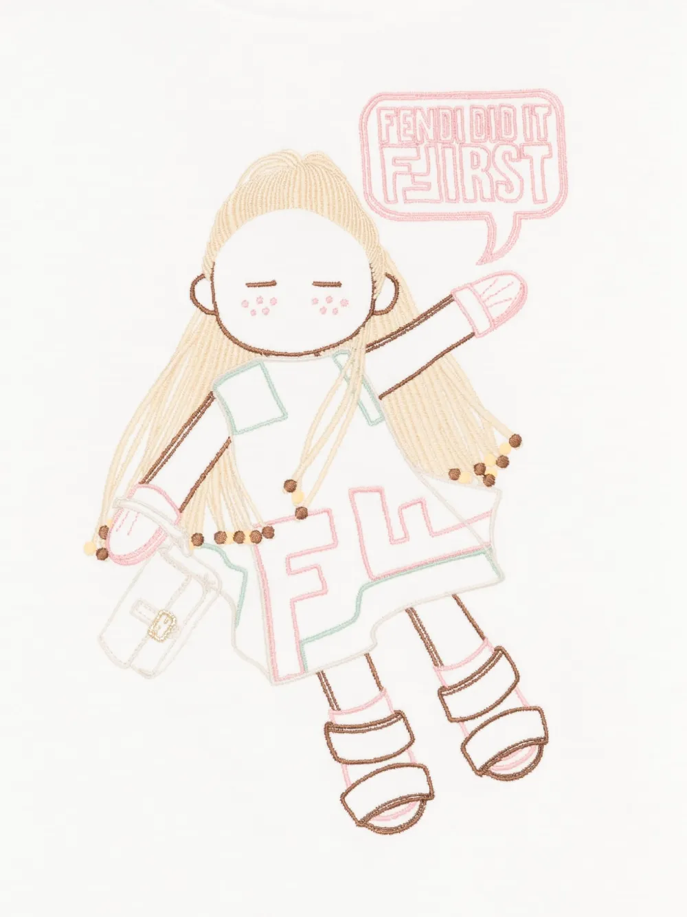 Fendi Embroidered-doll T-shirt In White