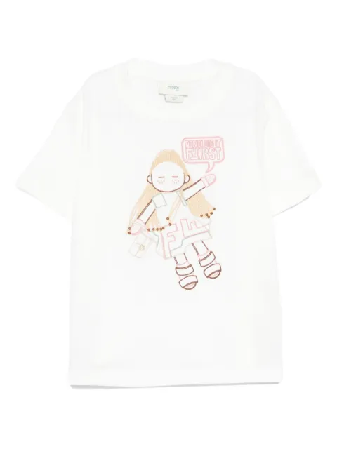 Fendi Kids embroidered-doll T-shirt