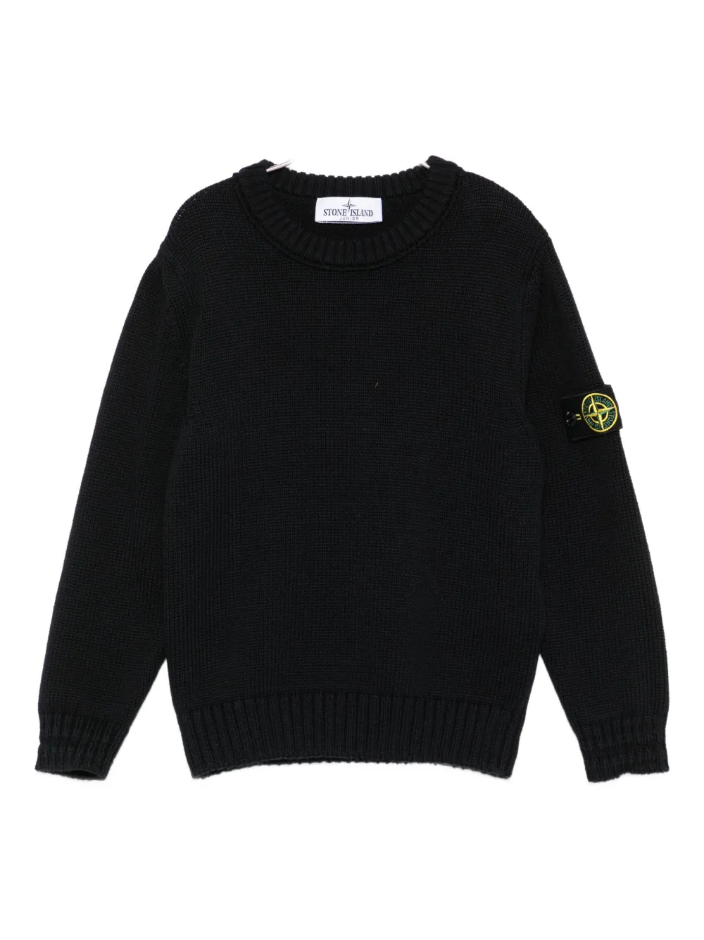 Stone Island Junior logo-patch crew-neck sweater - ブラック Stone Island Junior logo-patch crew-neck sweater - ブラック