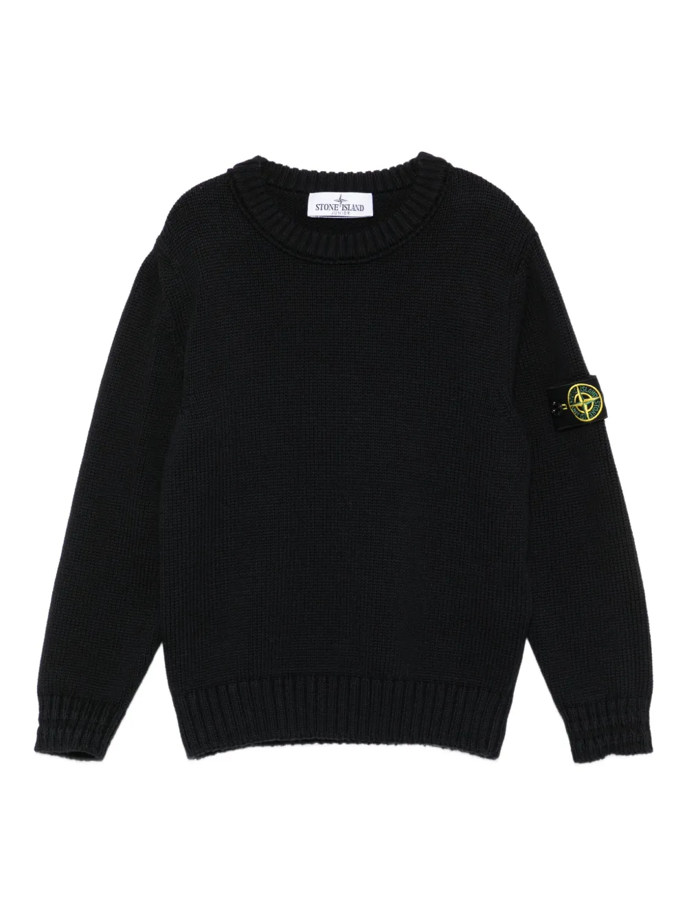 Stone Island Junior logo-patch crew-neck sweater | Black | Image 1
