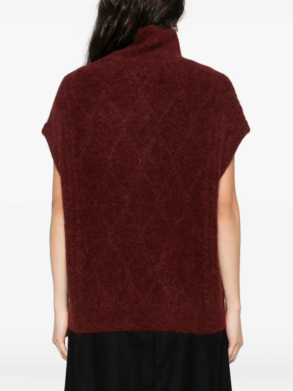 Bellerose Roll-neck Sleeveless Knitted Top In Brown