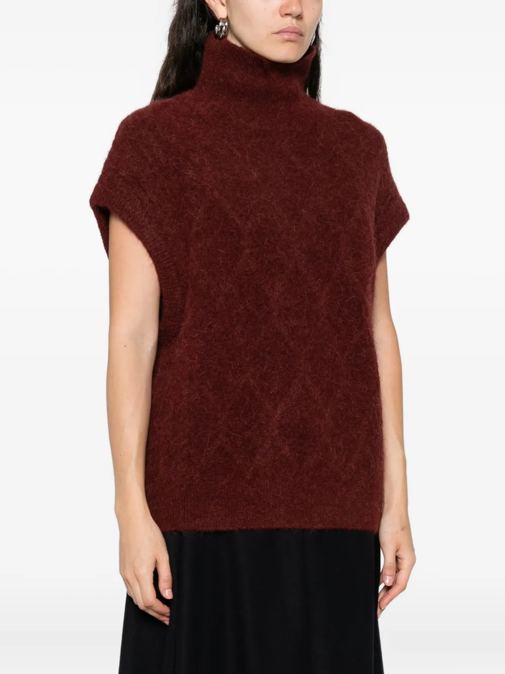 Bellerose Roll-neck Sleeveless Knitted Top In Brown