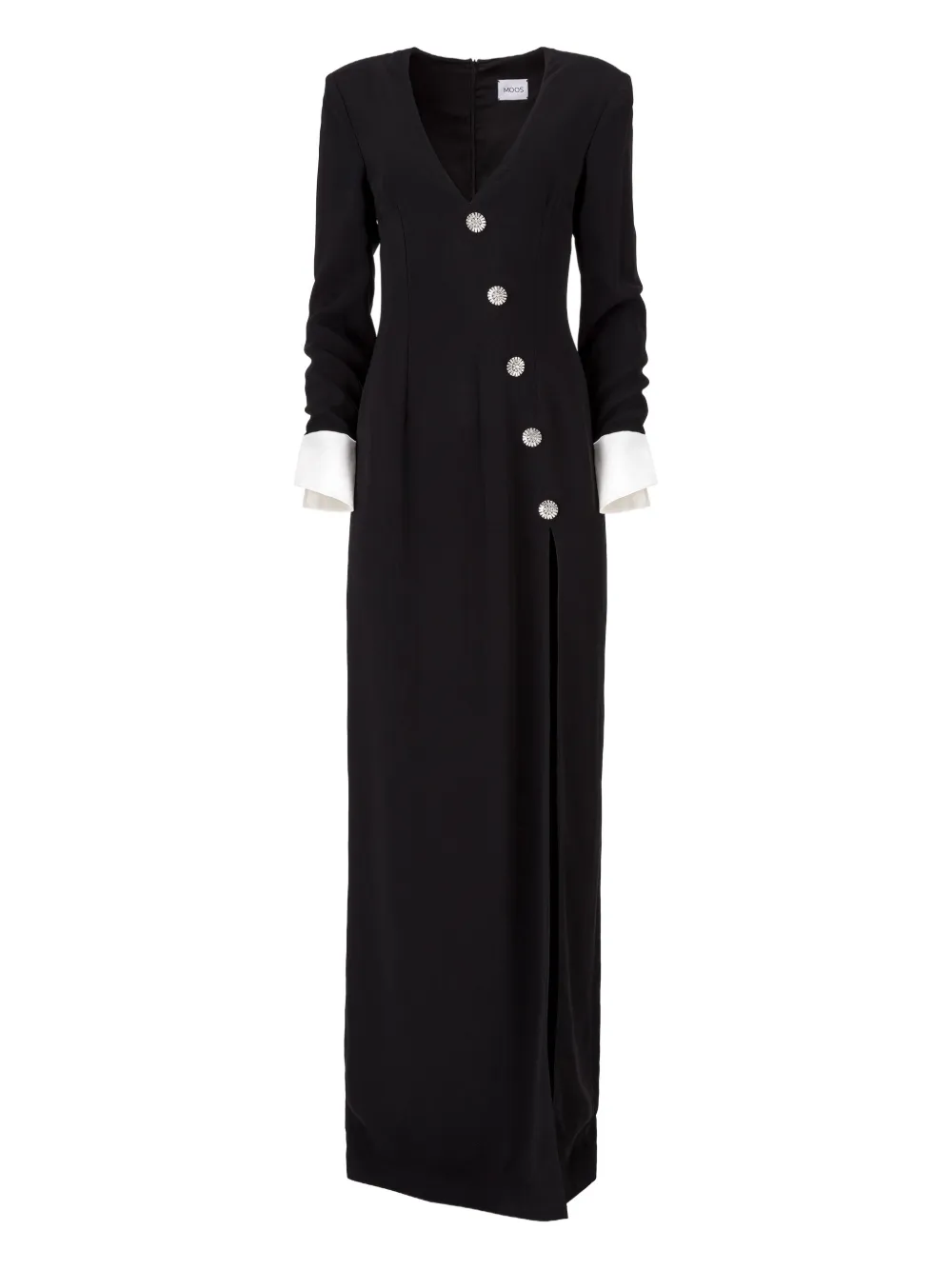 MOOS STUDIO Diamond Cutter V-neck maxi dress | Black | Image 1