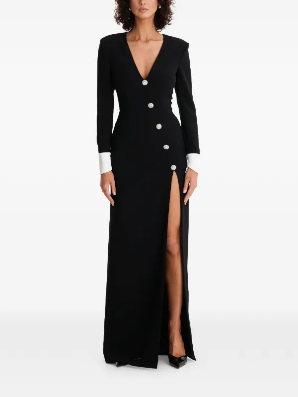 black diamond neck dress Black Diamond Embellished Maxi Dress main image 0