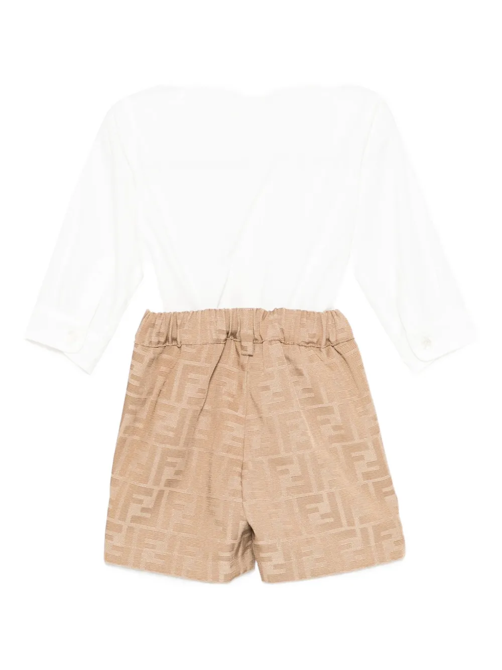 Fendi Kids FF-pattern shirt romper - Beige