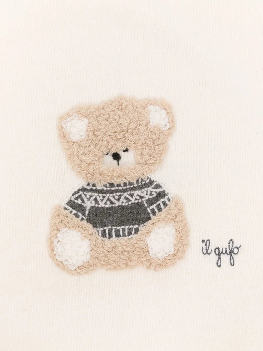 Il Gufo Deken met geborduurde teddybeer Wit