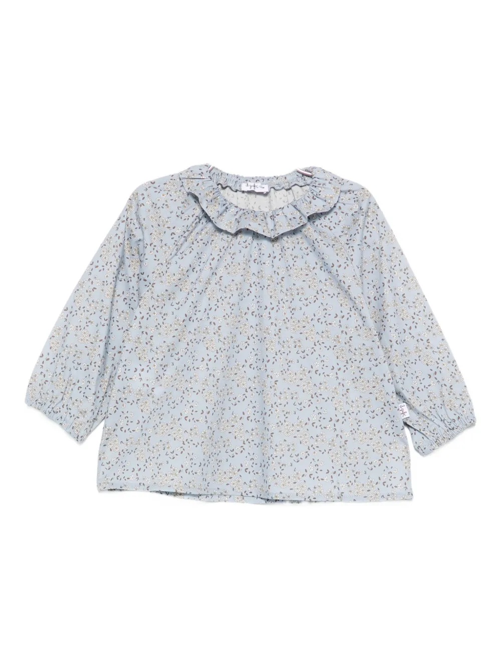 Il Gufo Ruffled Floral-print Blouse In Blue