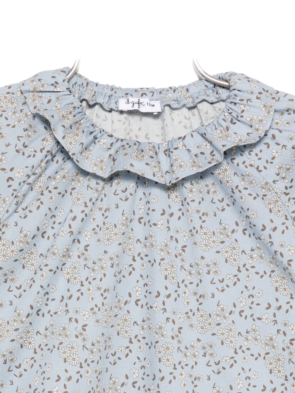 Il Gufo Ruffled Floral-print Blouse In Blue