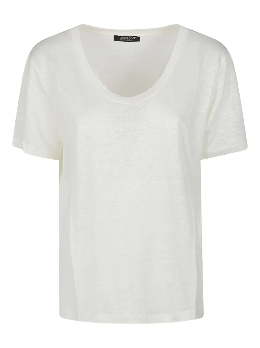 Aragona linen scoop-neck T-shirt | White | Image 1