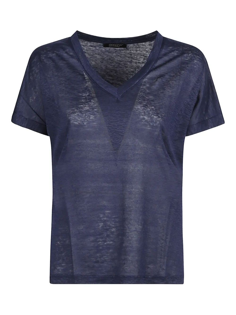 Aragona V-neck linen T-shirt | Blue | Image 1