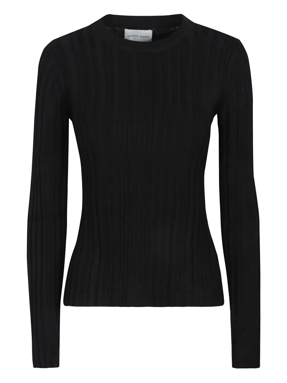 Loulou De Saison Elsa Ribbed Silk Top In Black