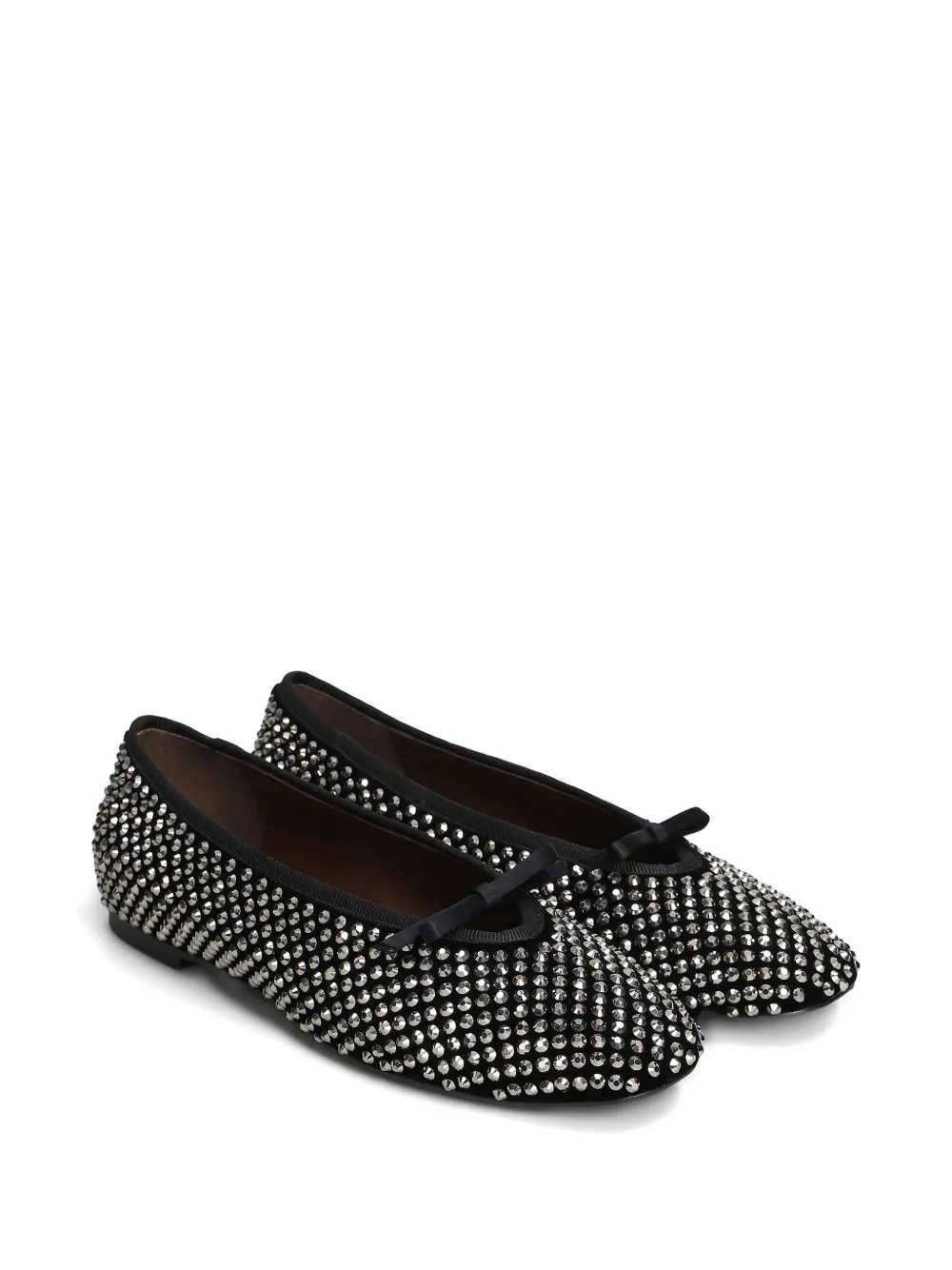 Lola Cruz Crystal-embellished Bow-detail Ballet Flats In Black