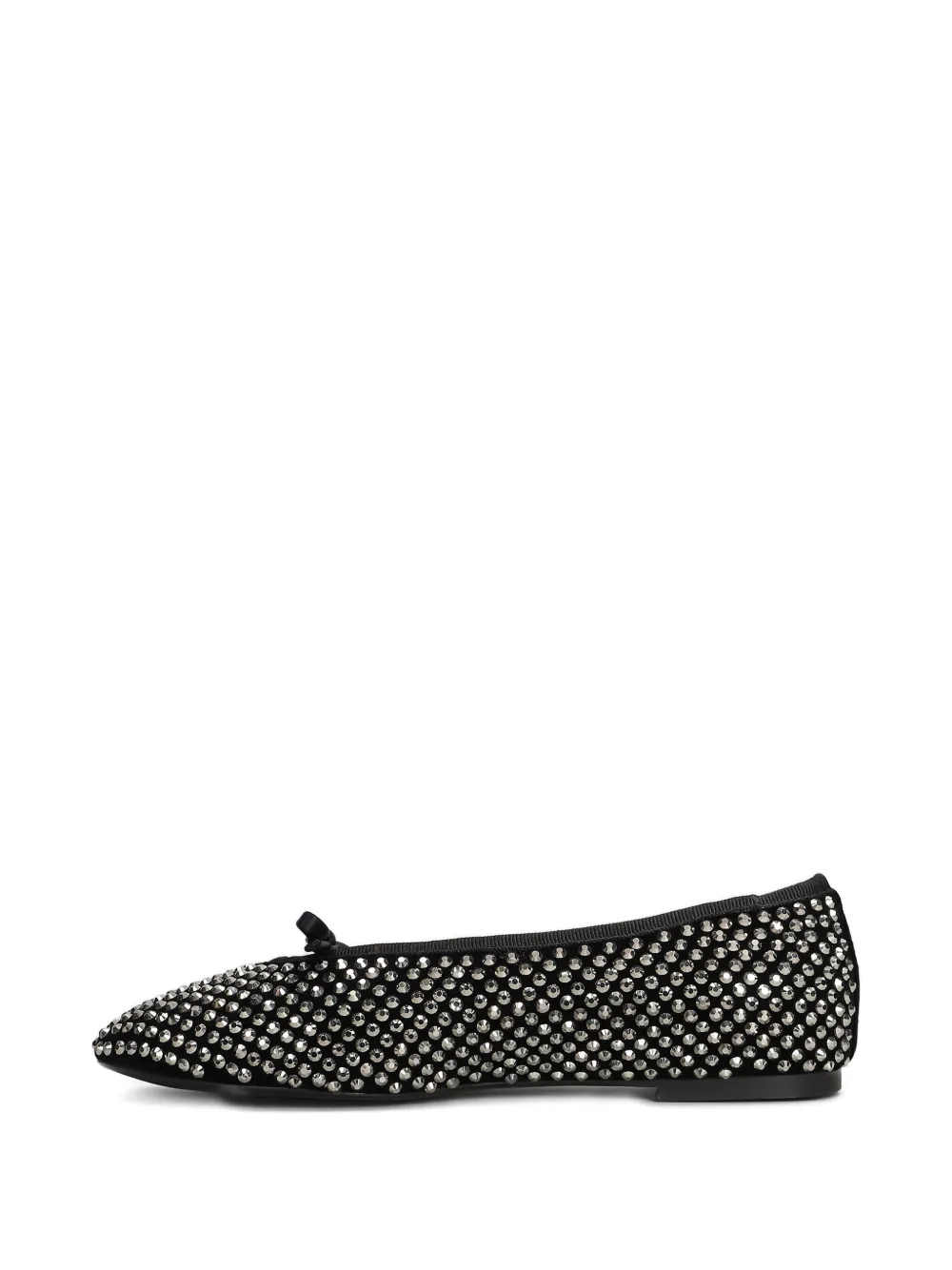 Lola Cruz Crystal-embellished Bow-detail Ballet Flats In Black