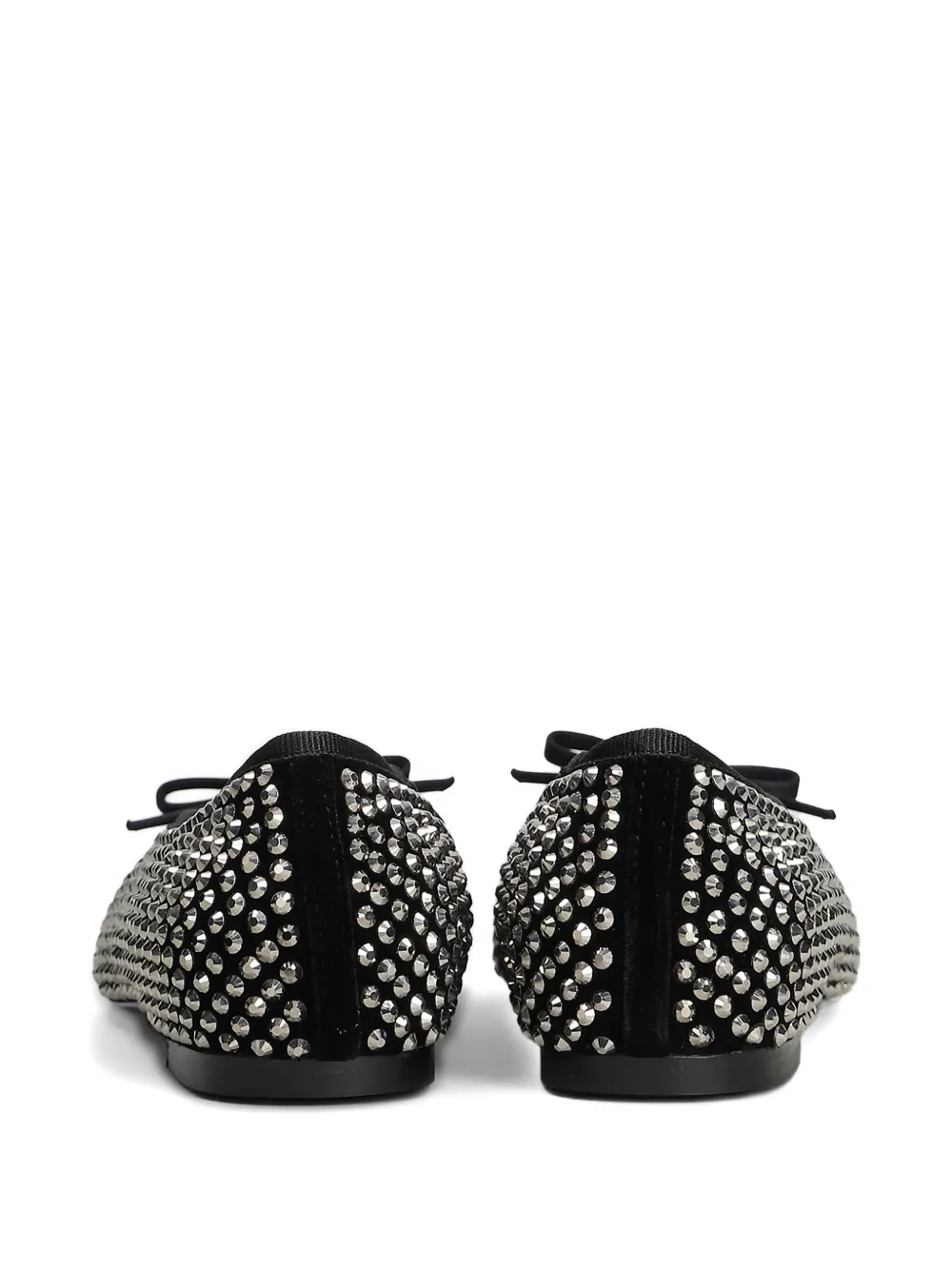 Lola Cruz Crystal-embellished Bow-detail Ballet Flats In Black