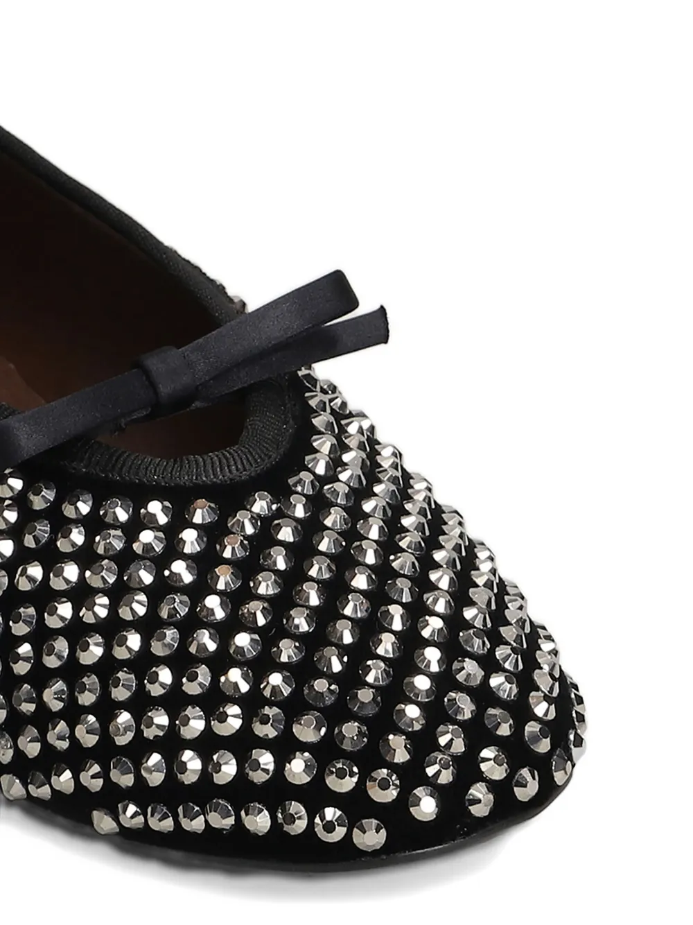 Lola Cruz Crystal-embellished Bow-detail Ballet Flats In Black