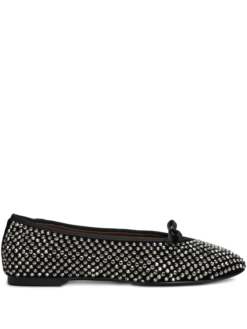 Lola Cruz Crystal-embellished Bow-detail Ballet Flats In Black