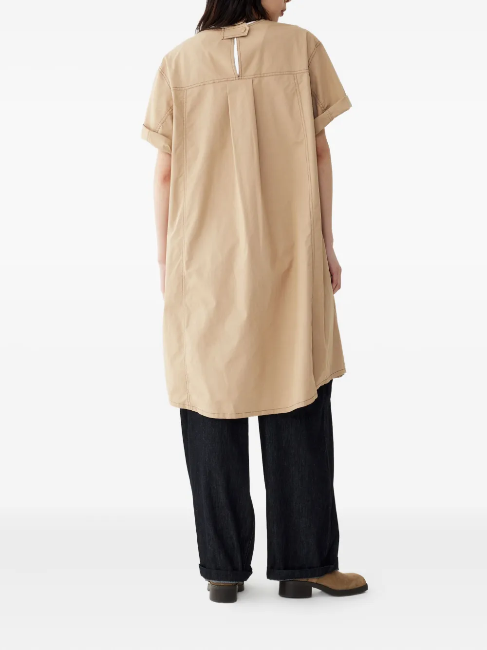 Studio Tomboy Contrast-stitch Tunic Dress In Neutral