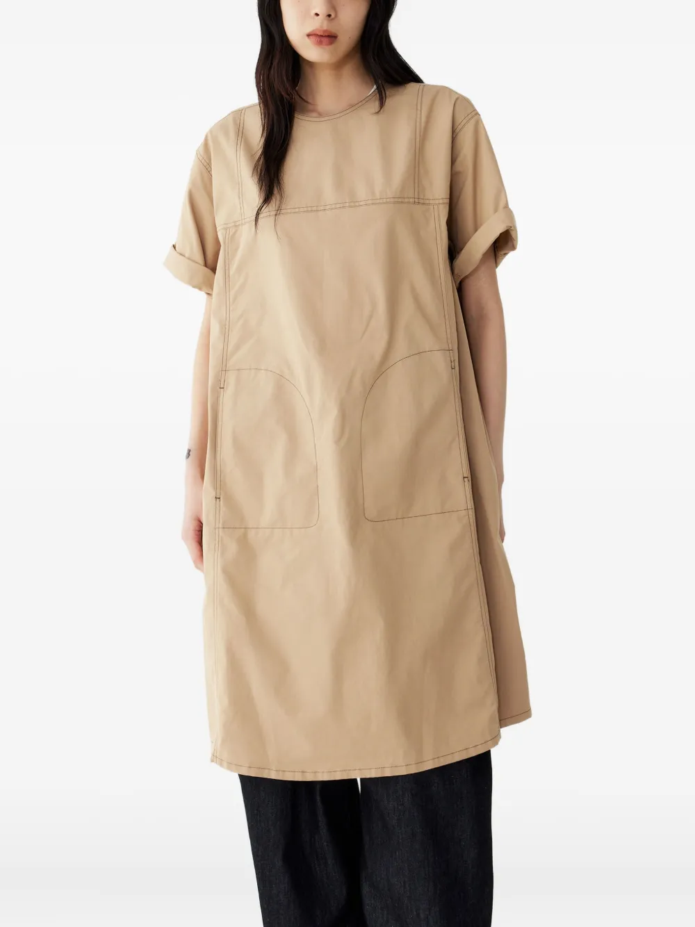 STUDIO TOMBOY contrast-stitch tunic dress - Beige