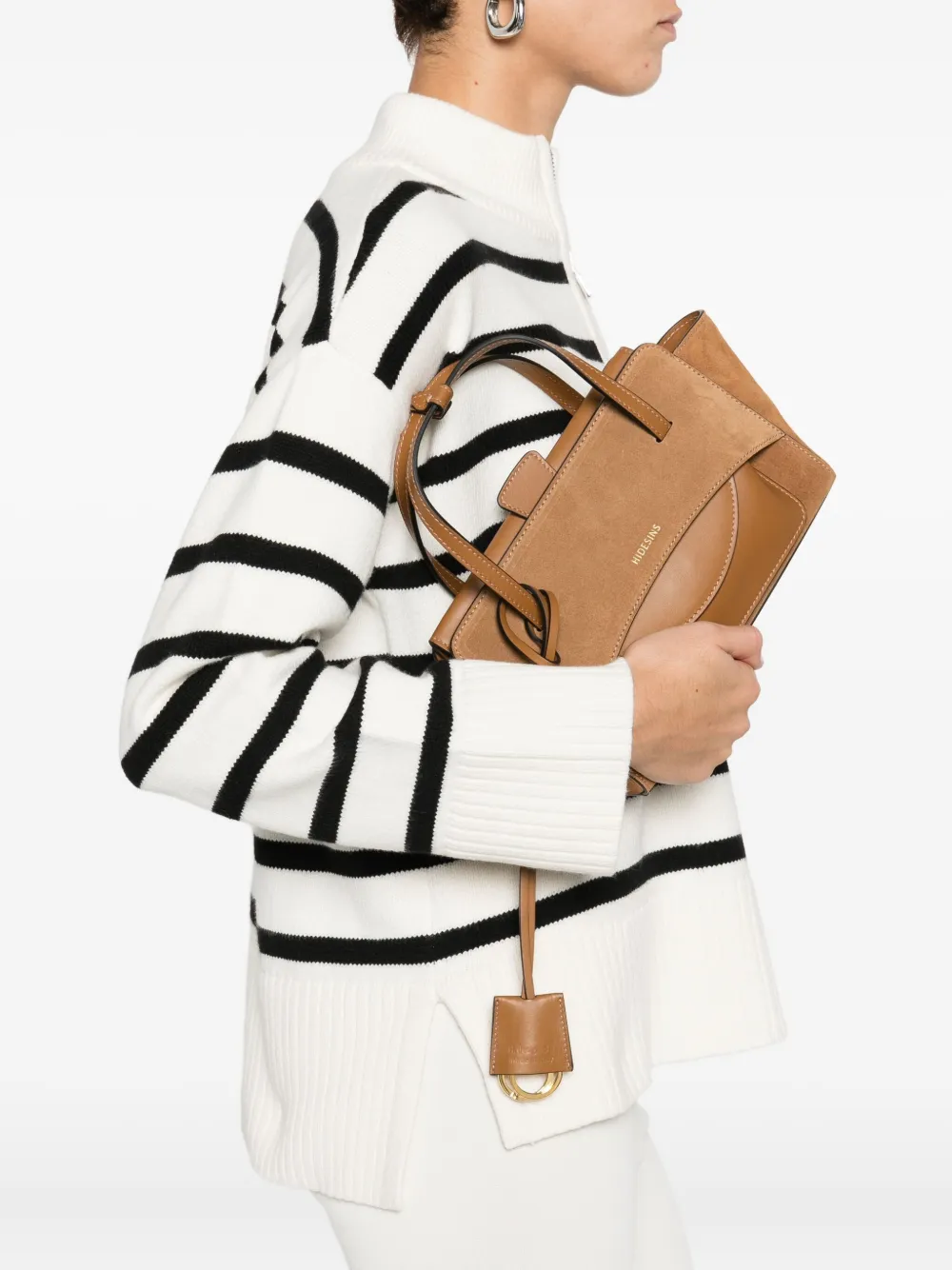 HIDESINS suede panelled tote bag - Bruin