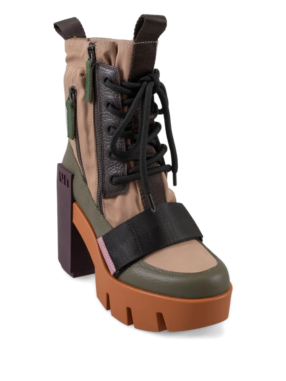 United Nude 100mm Grip Combat Mid Platform Block-heel Boots In Multi