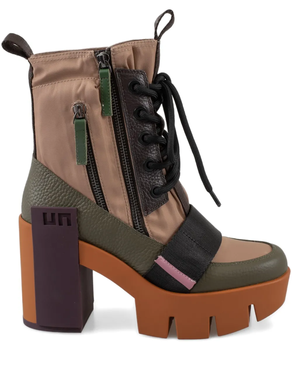 United Nude 100mm Grip Combat Mid Platform Block-heel Boots In Multi