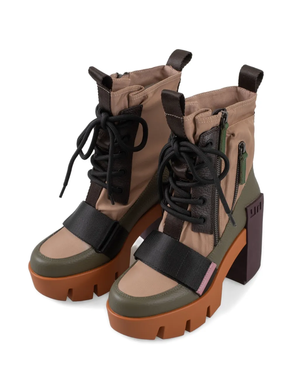 United Nude 100mm Grip Combat Mid Platform Block-heel Boots In Multi