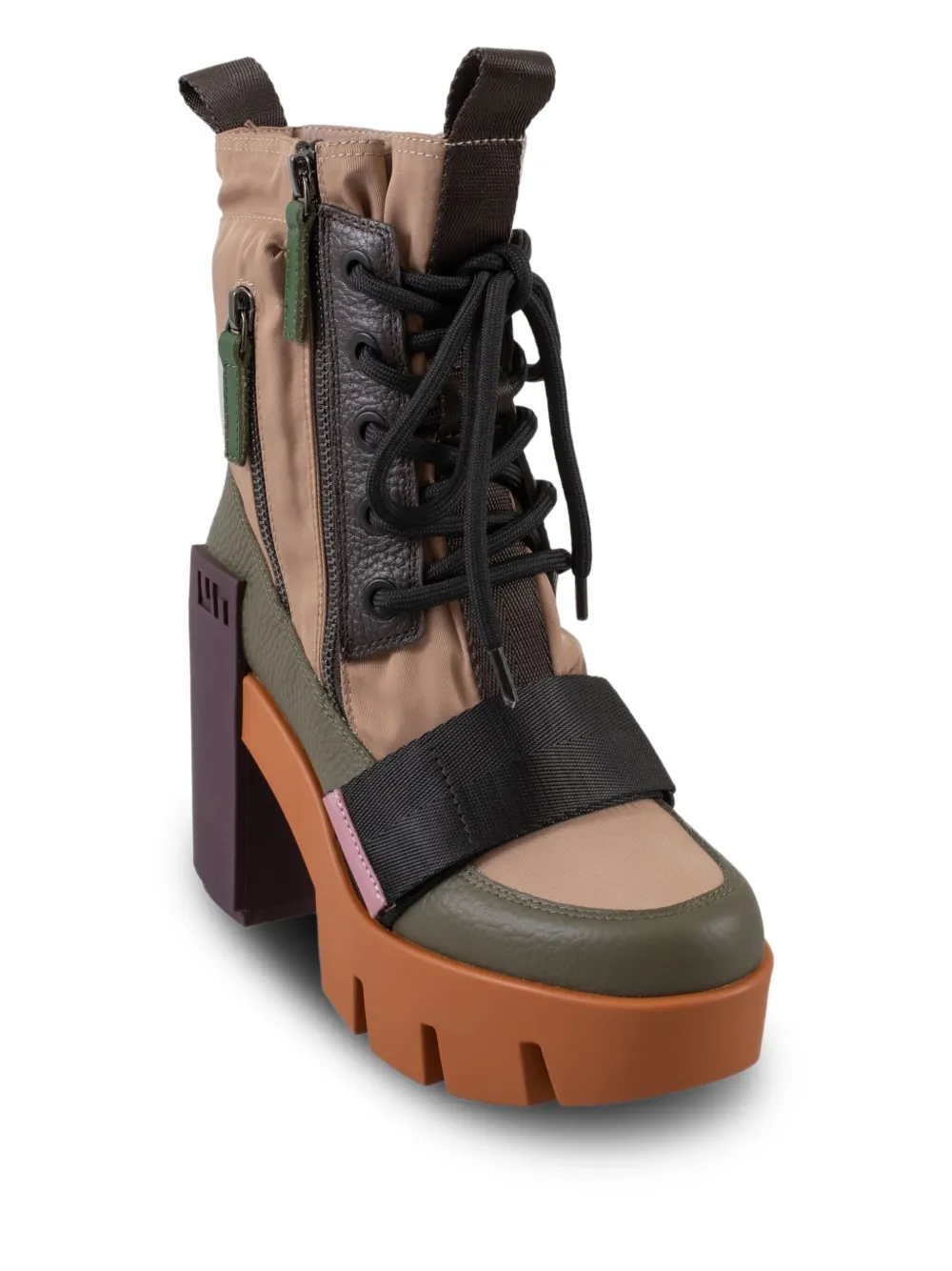 United Nude 100 mm Grip Combat Mid laarzen met plateauzool en blokhak Beige