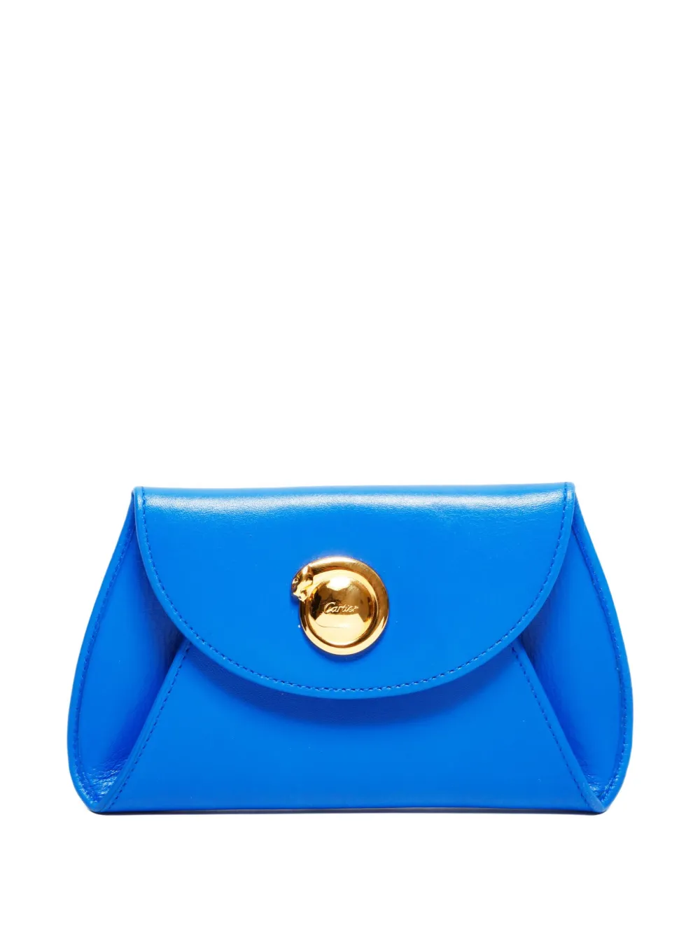 Pre-owned Cartier 2000s Panthère Leather Pouch In Blue