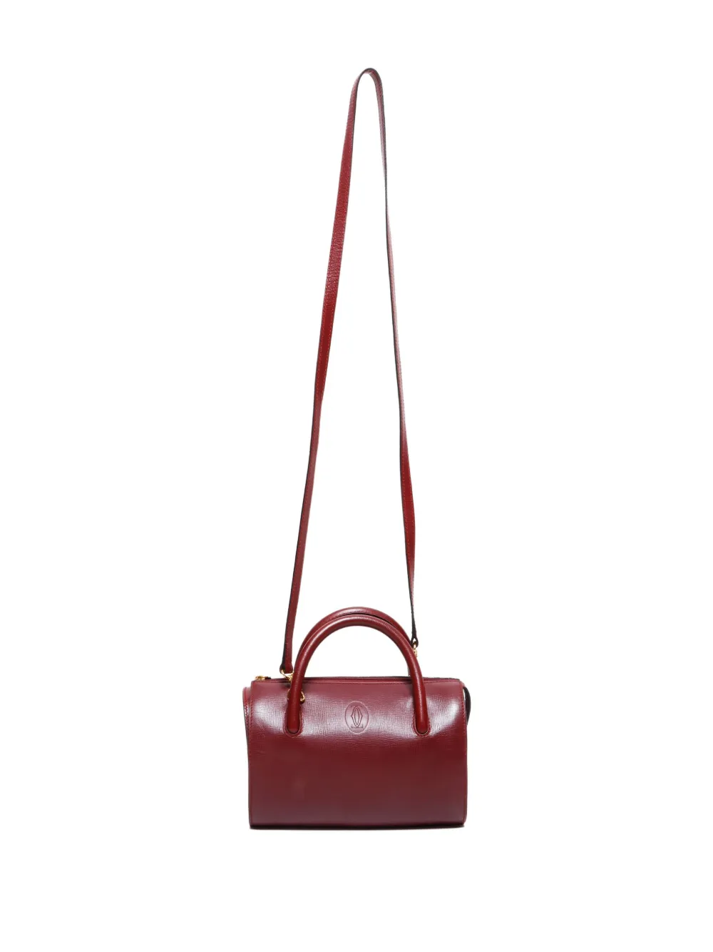 Pre-owned Cartier 2000-2020s Leather Two-way Handbag In Red
