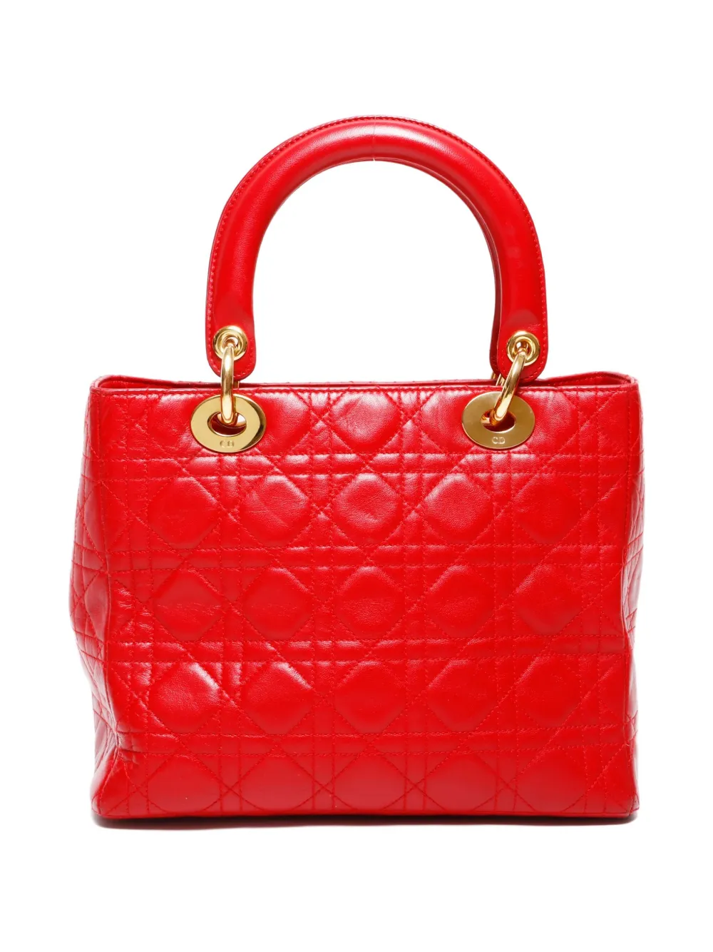 Pre-owned Dior 2000-2015 Medium Lady Two-way Handbag In Red