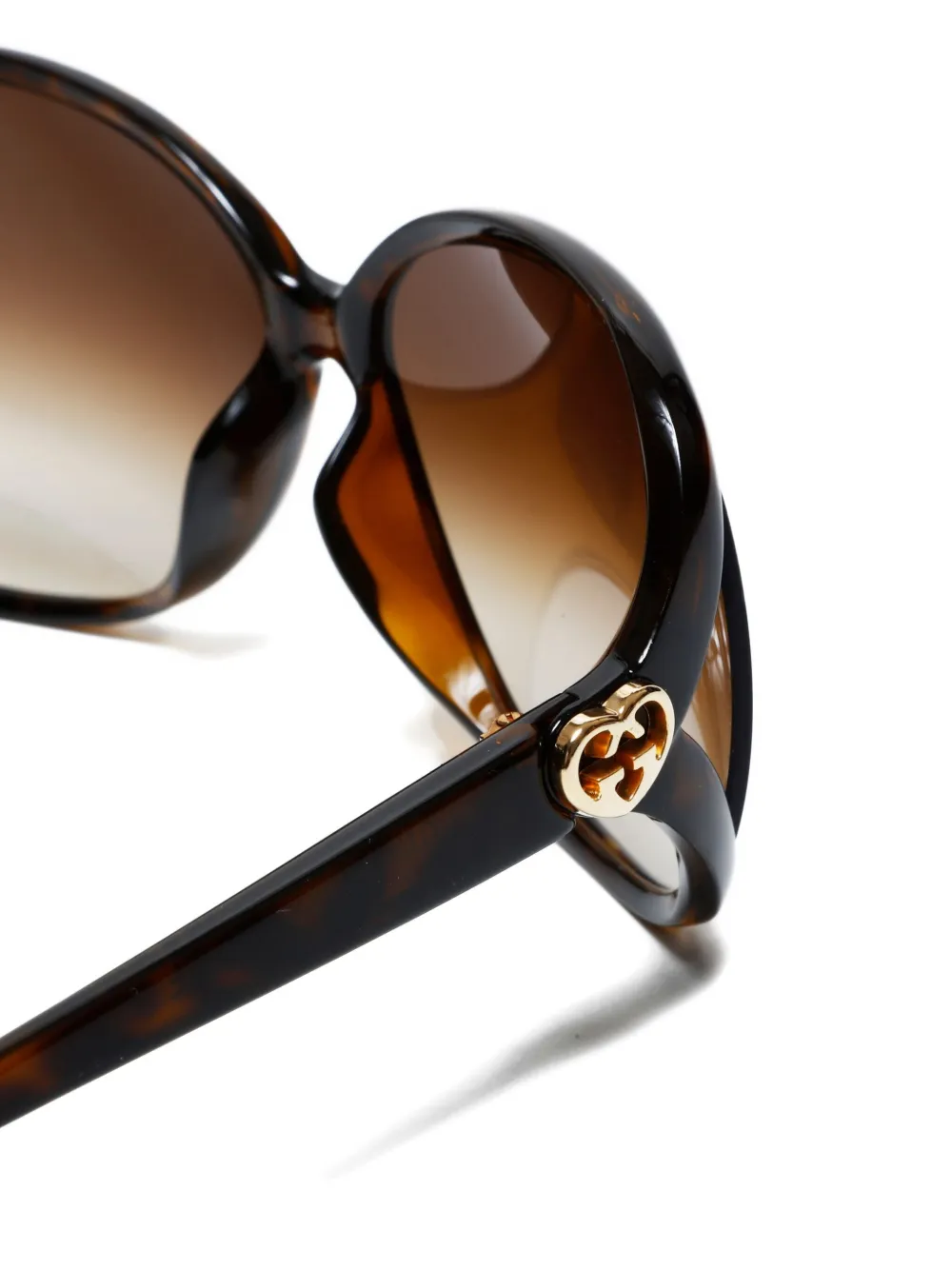 Pre-owned Gucci 2000s Gg-plaque Sunglasses In Brown