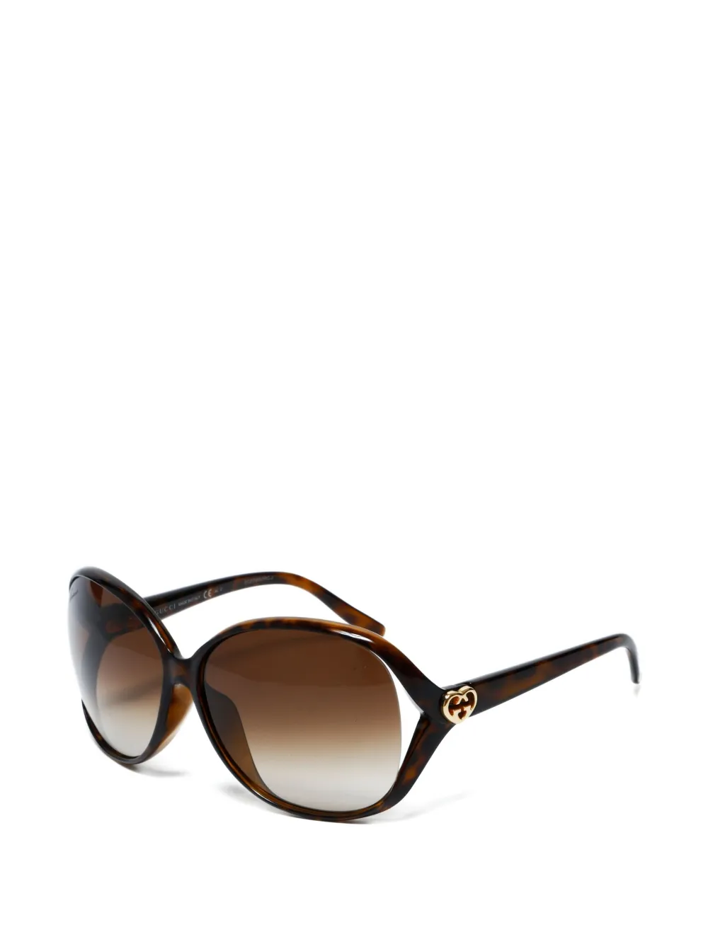 Pre-owned Gucci 2000s Gg-plaque Sunglasses In Brown