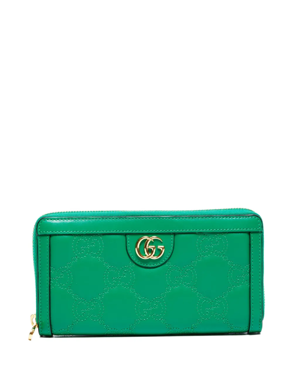 Pre-owned Gucci 2020-2025 Gg Marmont Zip-around Wallet In Green