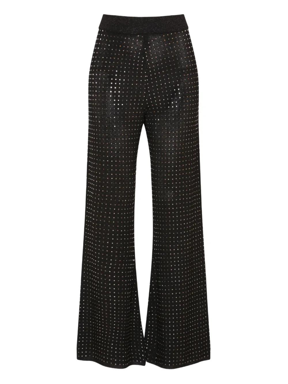 Izaak Azanei Crystal-embellished Flared Trousers In Black