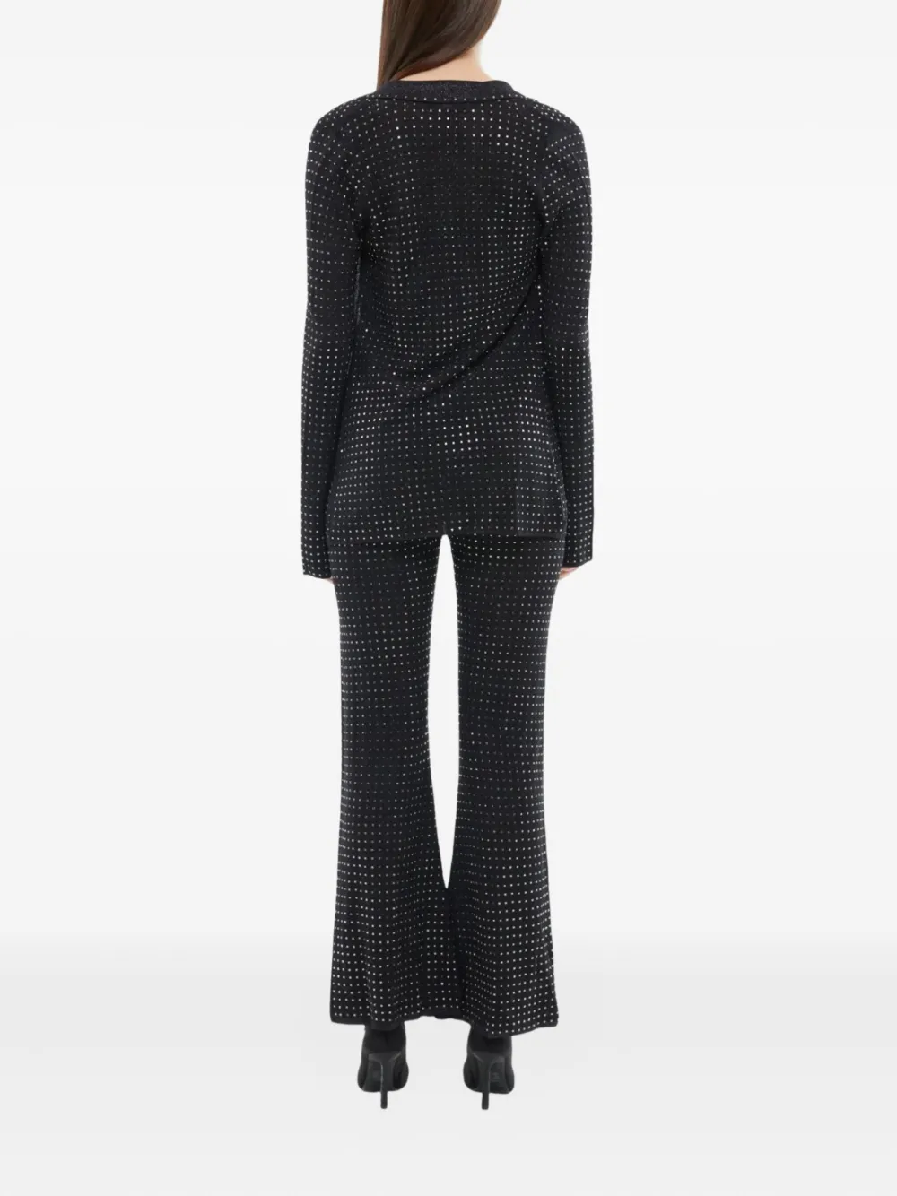 Izaak Azanei Flared broek met kristallen Zwart