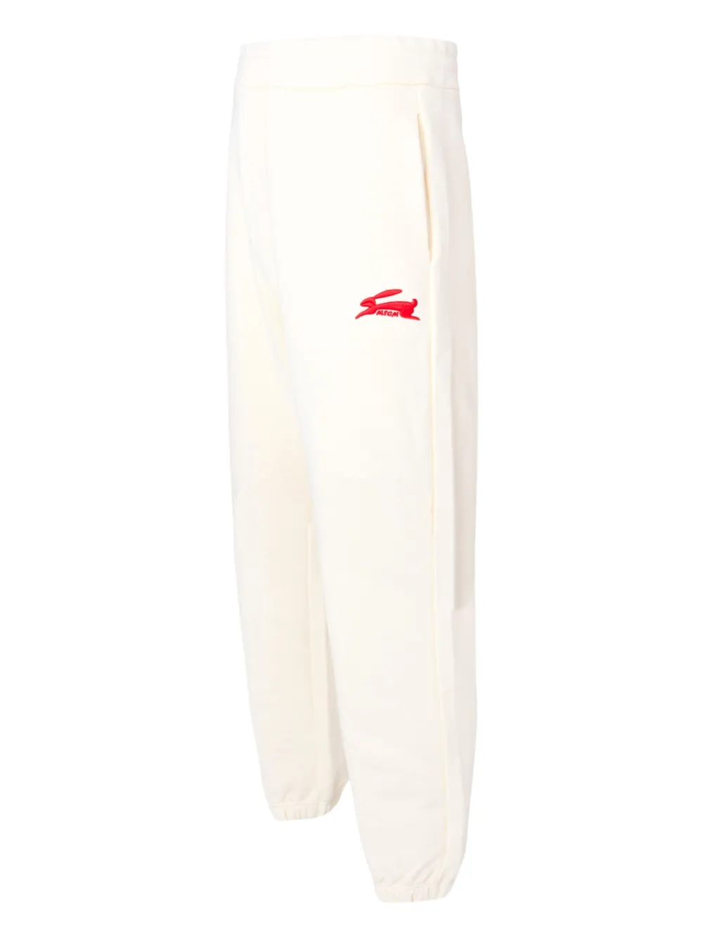 Msgm Embroidered Fleece Track Pants In Neutral