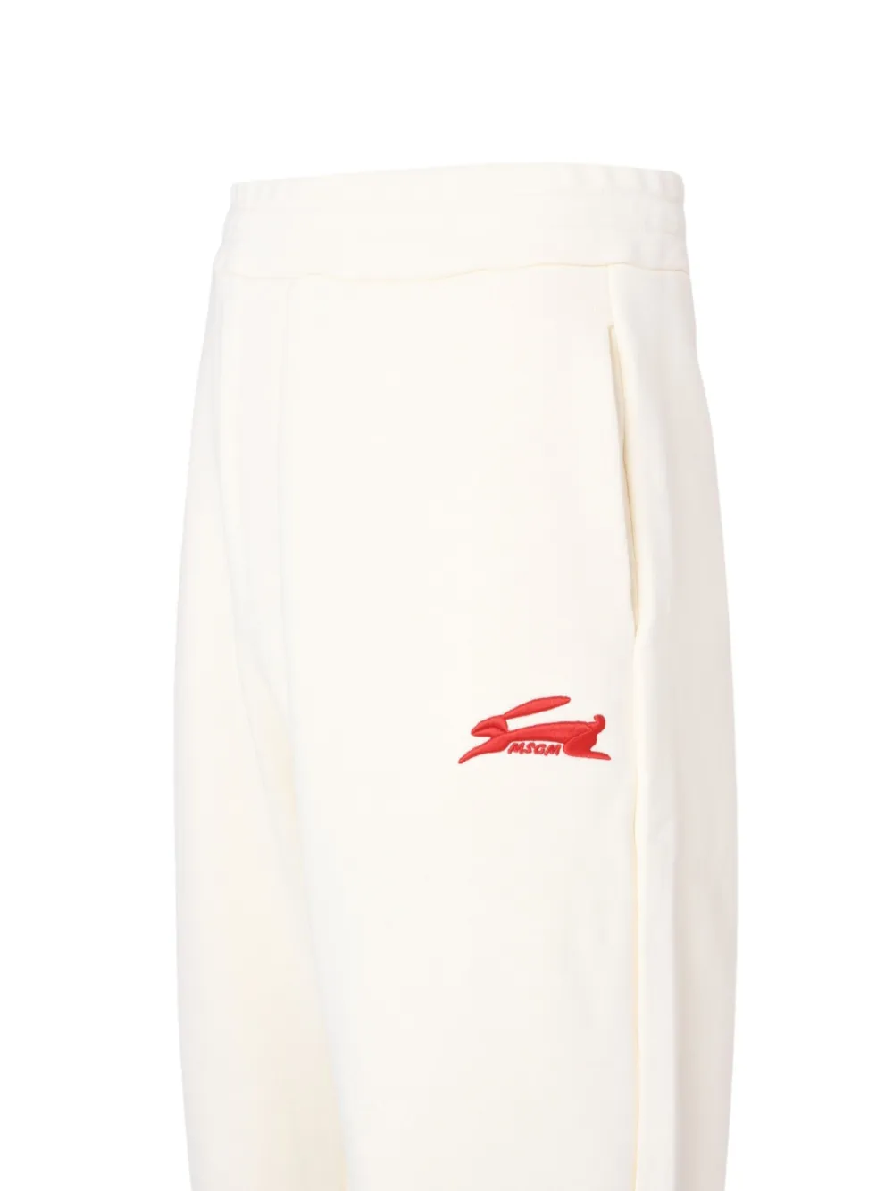 Msgm Embroidered Fleece Track Pants In Neutral
