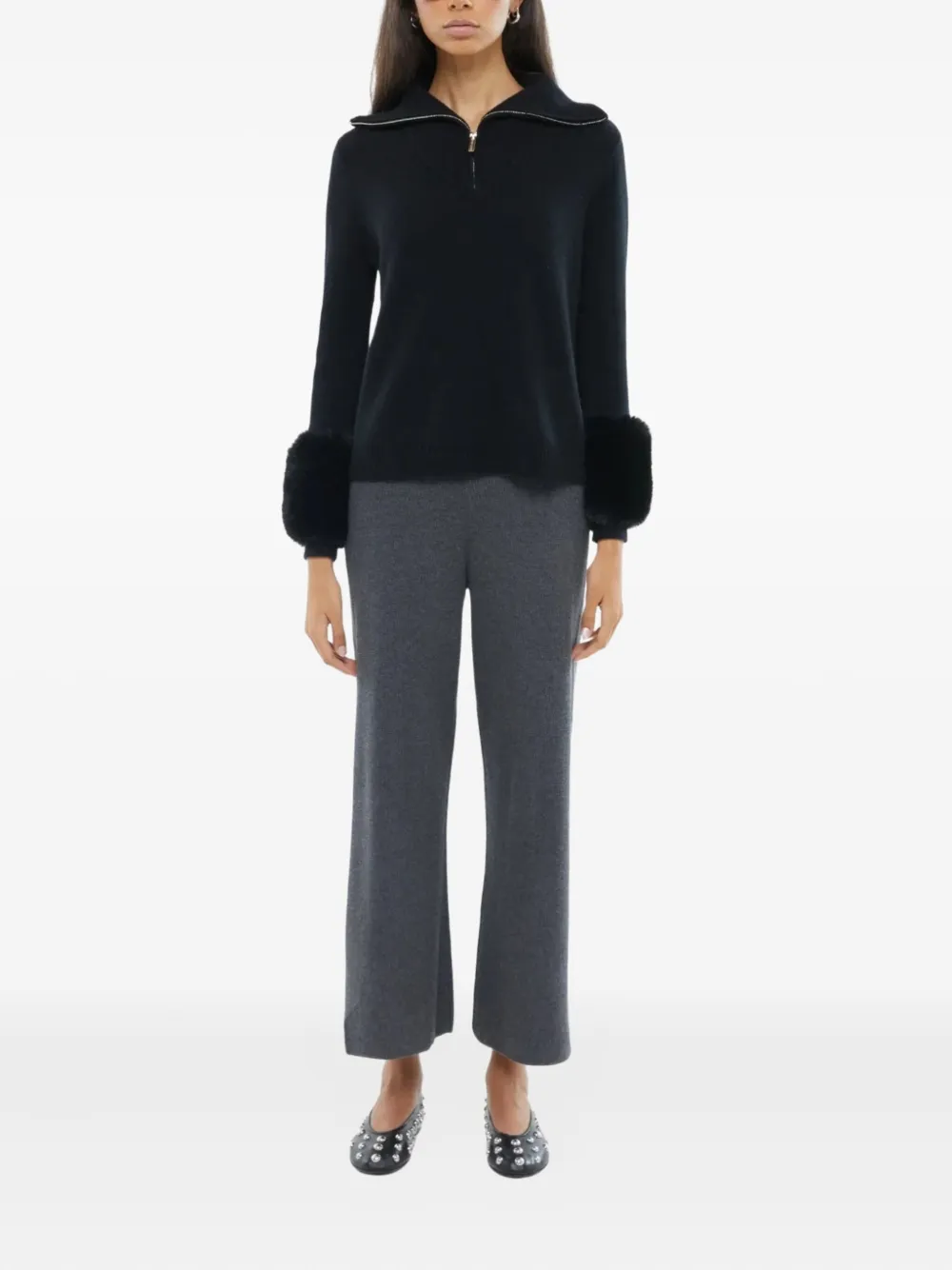 Izaak Azanei Zip-up Sweater In Black