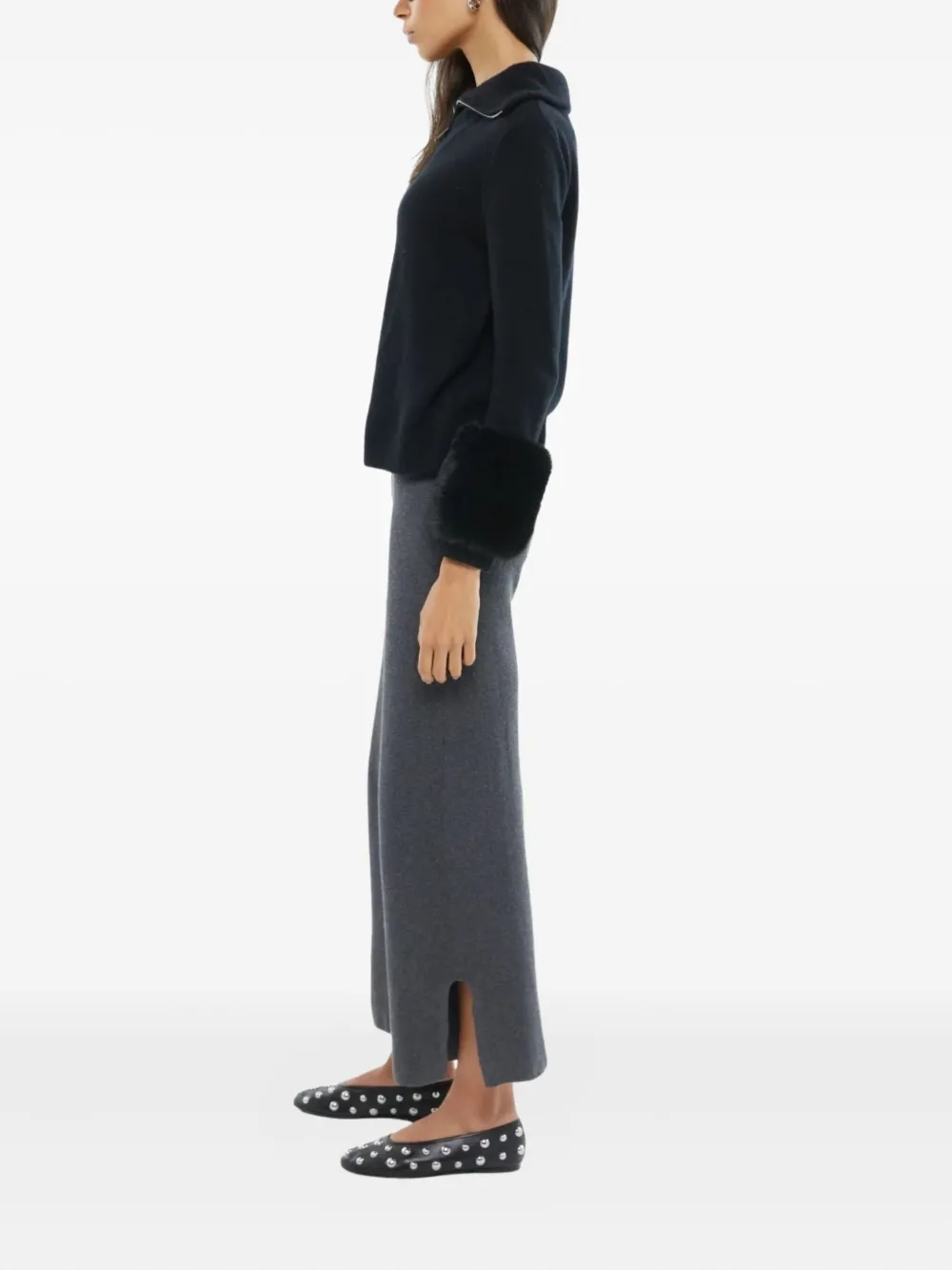 Izaak Azanei Zip-up Sweater In Black