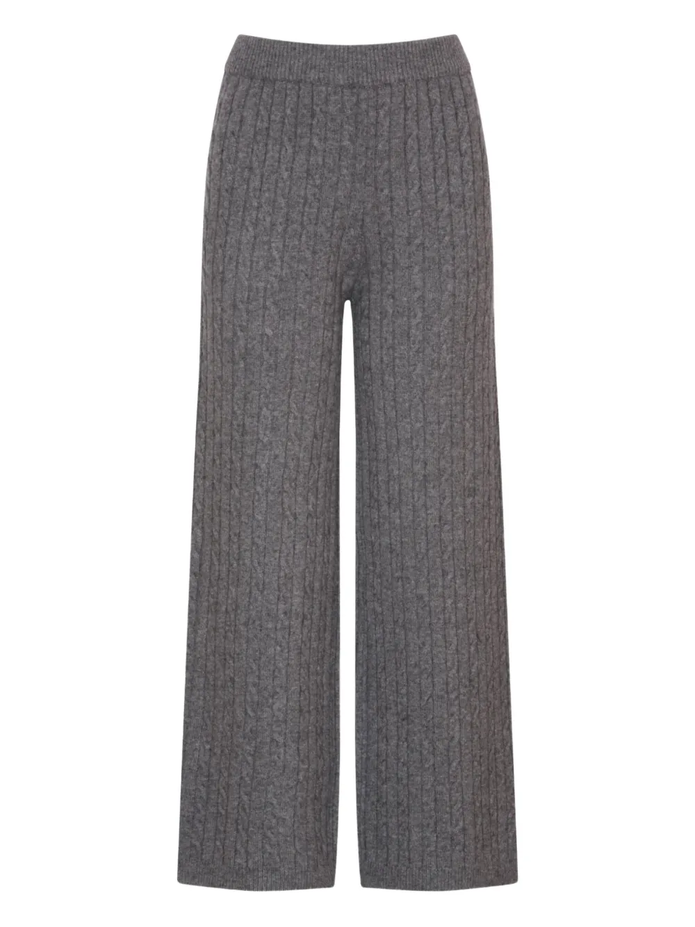 Izaak Azanei Drawstring-waist Cable-knit Trousers In Gray