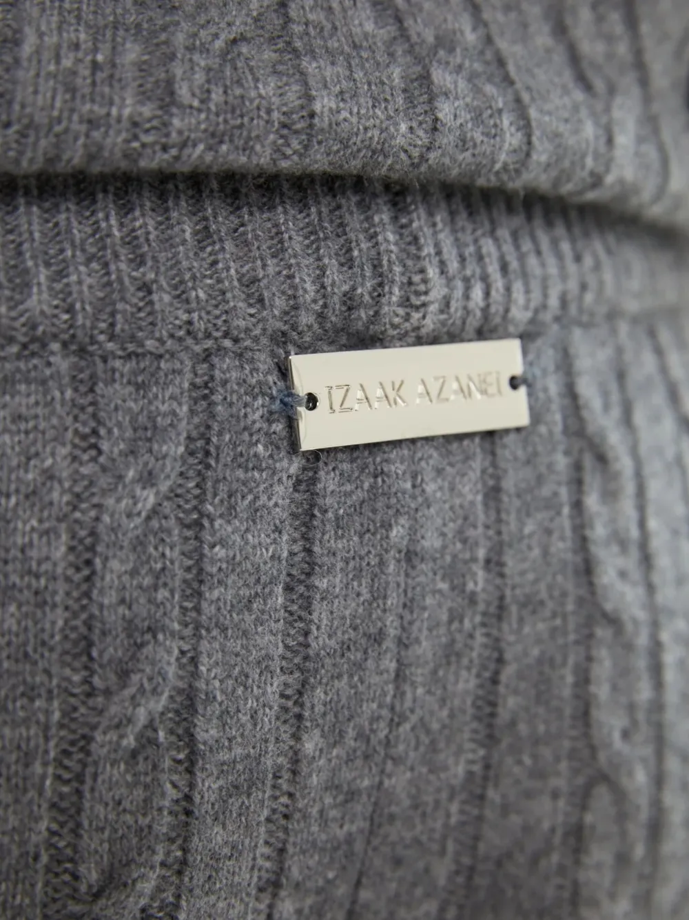 Izaak Azanei Drawstring-waist Cable-knit Trousers In Gray