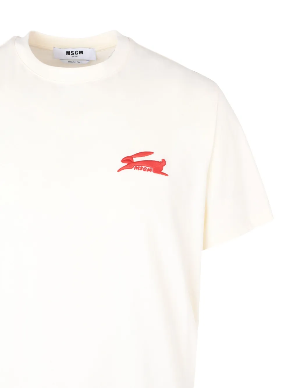Msgm Rabbit-detail Graphic T-shirt In Neutral