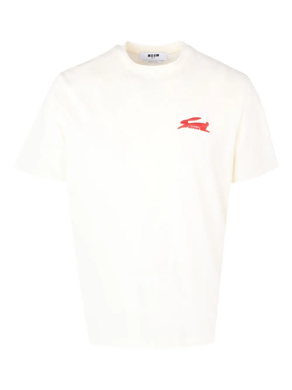 Msgm Rabbit-detail Graphic T-shirt In Neutral