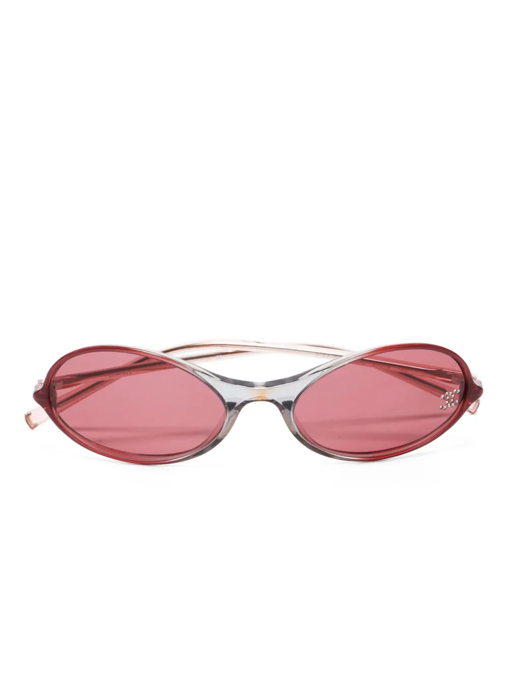 CHANEL Pre-Owned 2000s CC Mark oval-frame sunglasses - シルバートーン CHANEL Pre-Owned 2000s CC Mark oval-frame sunglasses - シルバートーン