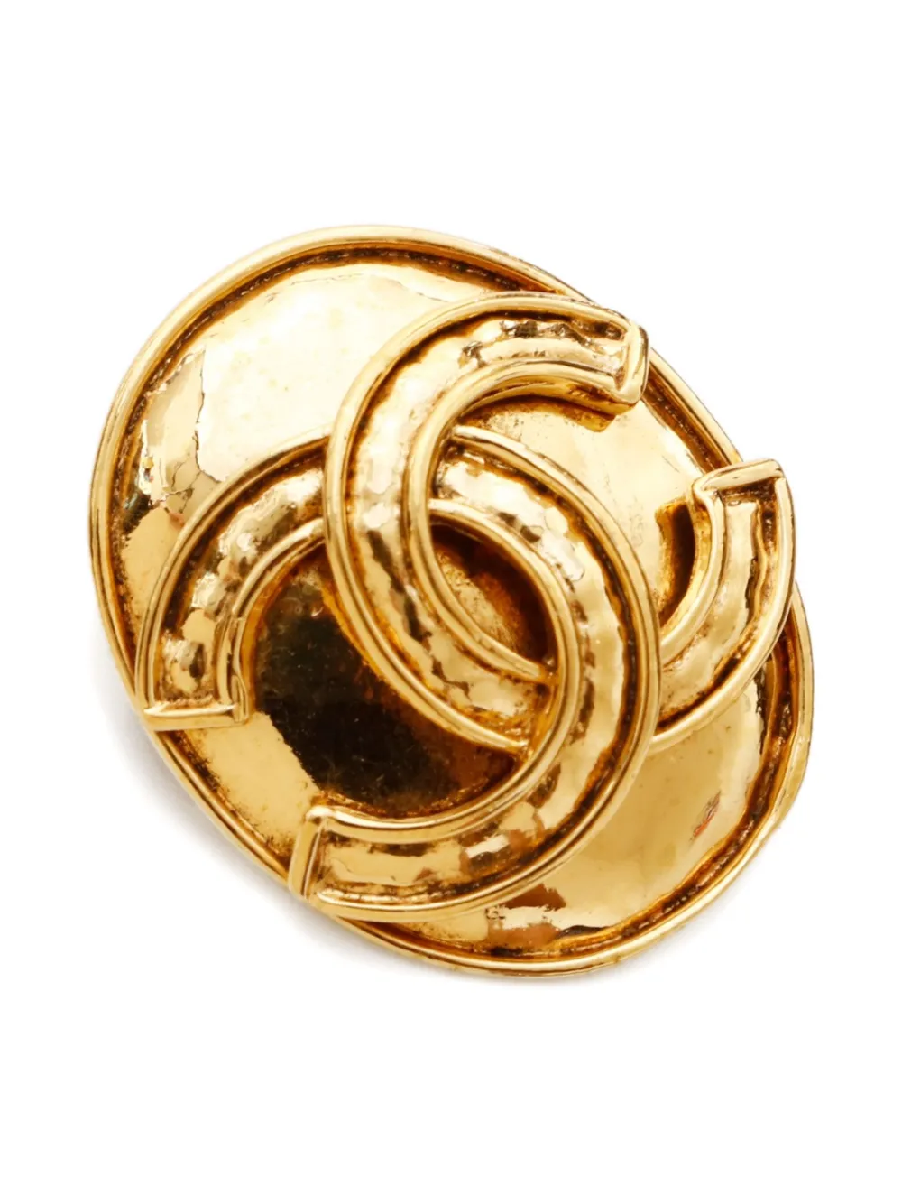 Pre-owned Chanel 1994 Interlocking Cc Brooch In Gold