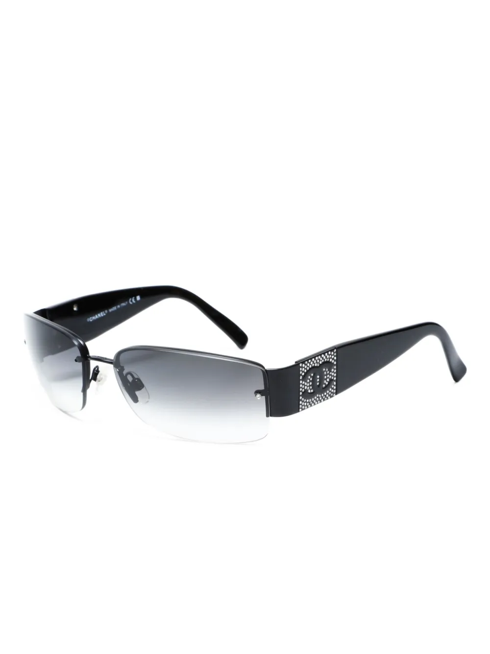 Pre-owned Chanel 2000s Cc Mark Rectangle-frame Sunglasses In Black