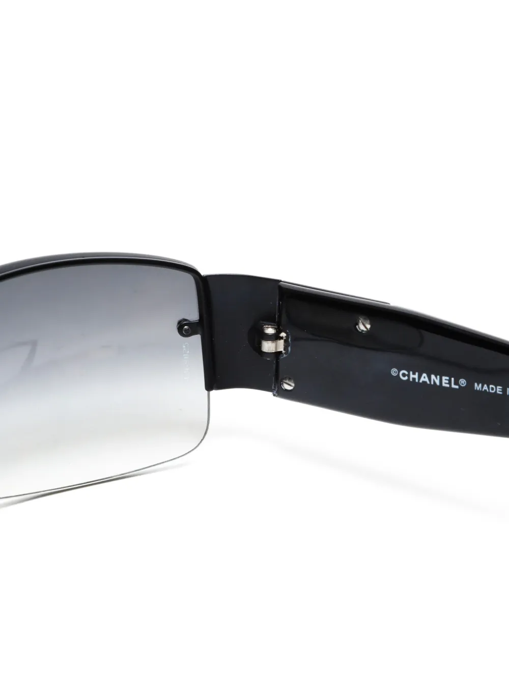 Pre-owned Chanel 2000s Cc Mark Rectangle-frame Sunglasses In Black