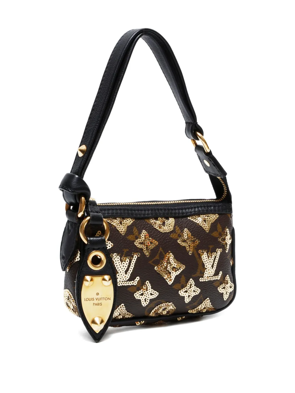Pre-owned Louis Vuitton 2009 Monogram Eclipse Sequin-embellished Pouch In Brown